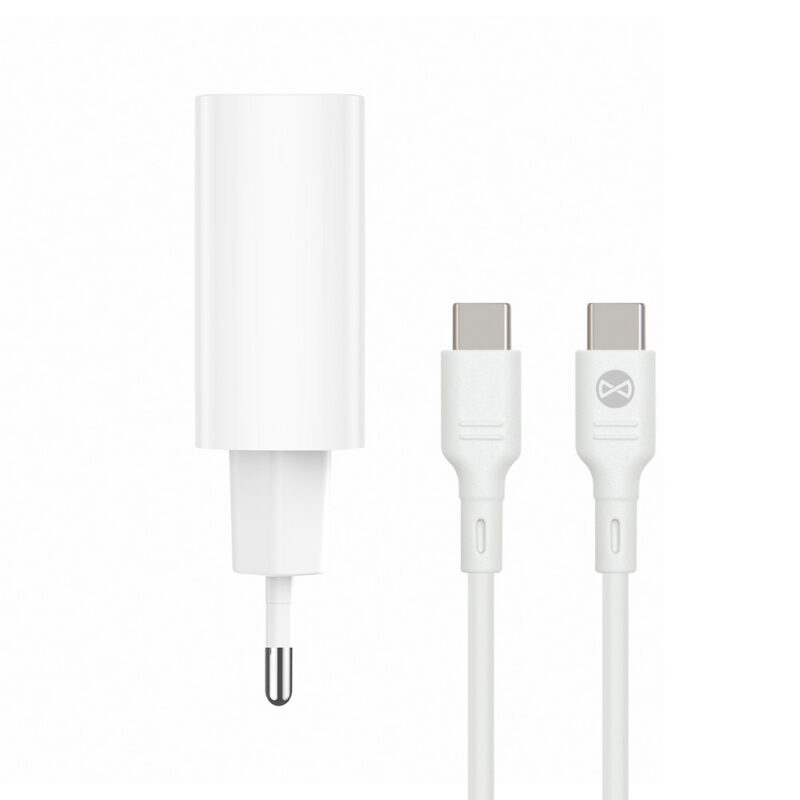 Forever TC-07-30AC PD QC charger 1x USB-C 1x USB 30W white + USB-C - USB-C cable 60W - Bild 8