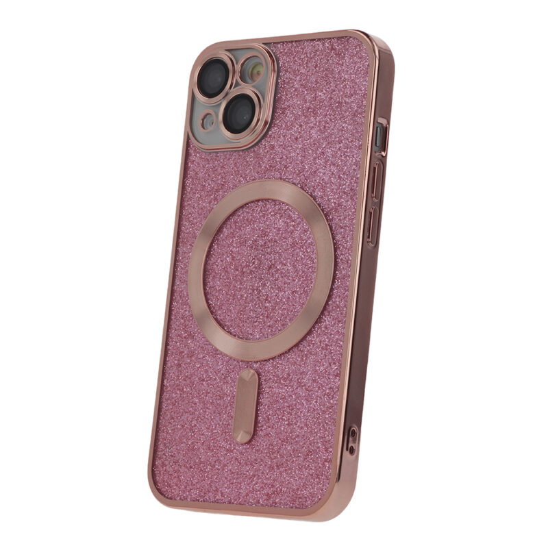 Glitter Chrome Mag case for iPhone 15 6,1" pink