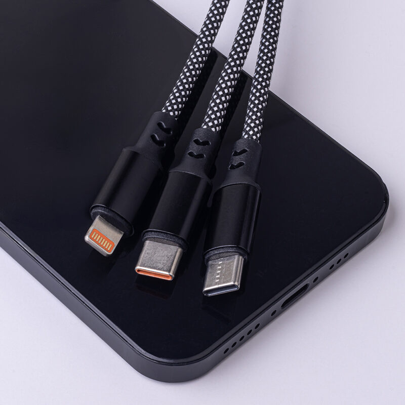 Maxlife ALLin1 cable USB + USB-C - Lightning + 2x USB-C 1,0 m 66W black - Bild 3