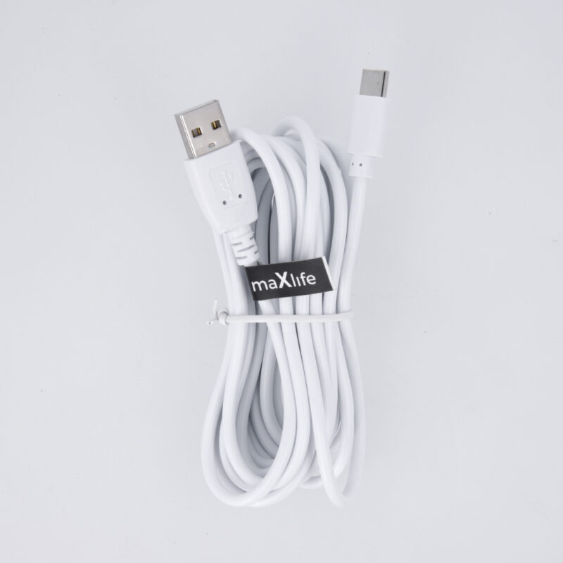 Maxlife cable USB - USB-C 3,0 m 2A white - Bild 3