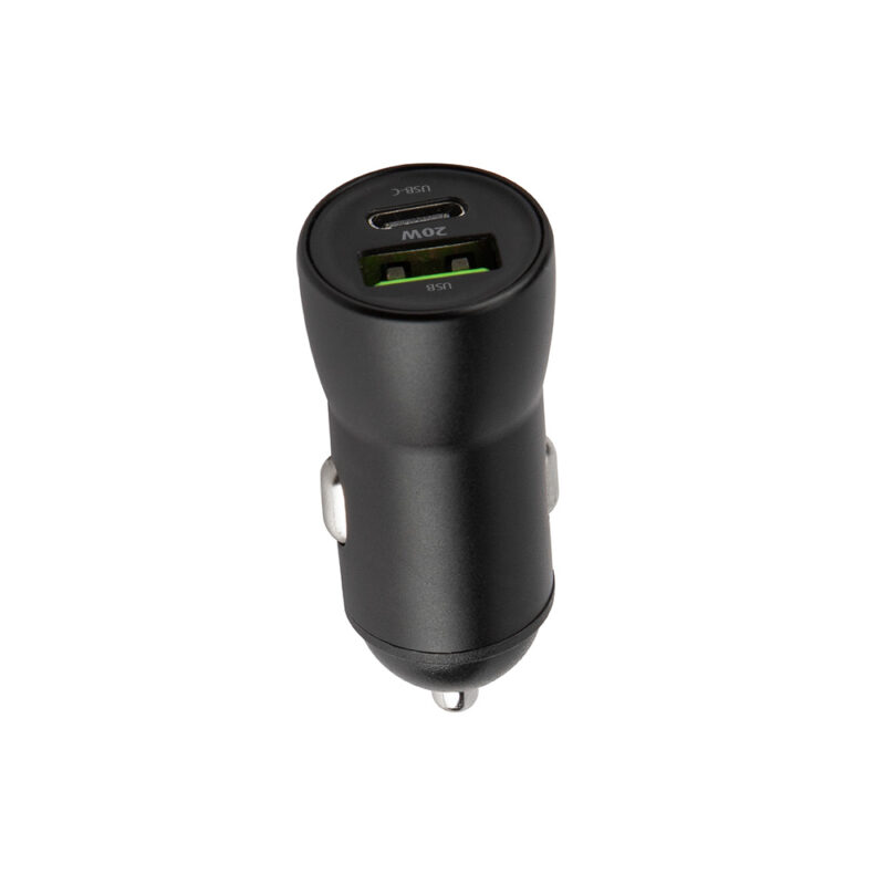 Maxlife MXCC-04 PD QC car charger 1x USB-C 1x USB 20W black - Bild 3