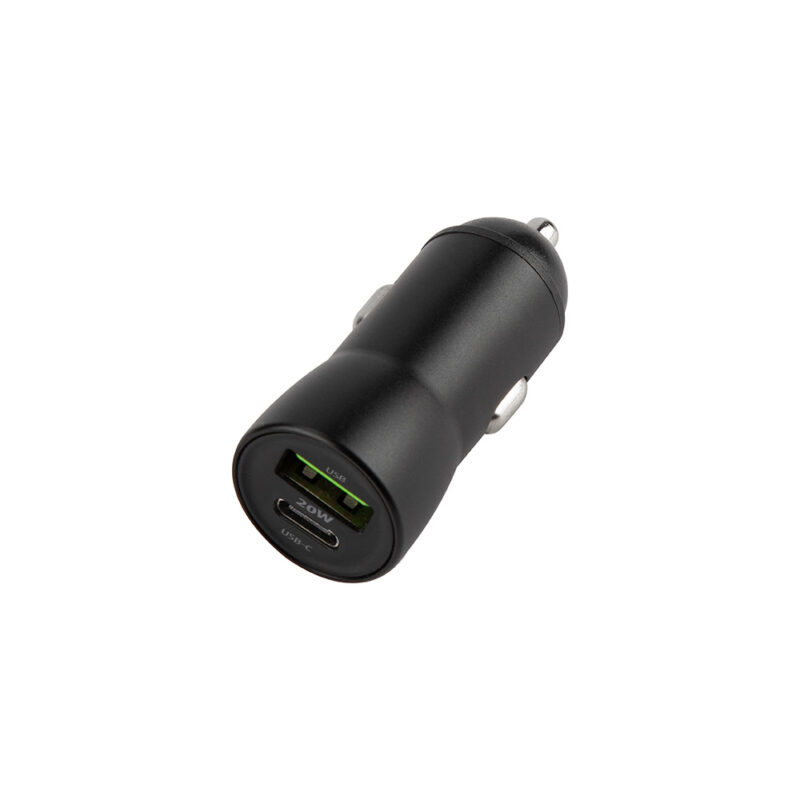 Maxlife MXCC-04 PD QC car charger 1x USB-C 1x USB 20W black - Bild 4