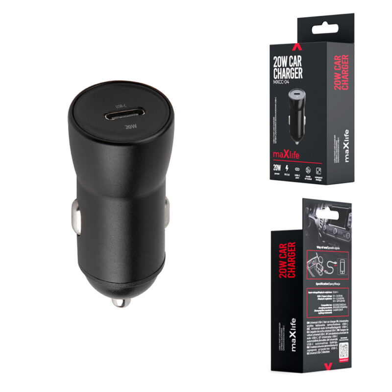 Maxlife MXCC-04 PD QC car charger 1x USB-C 20W black - Bild 6