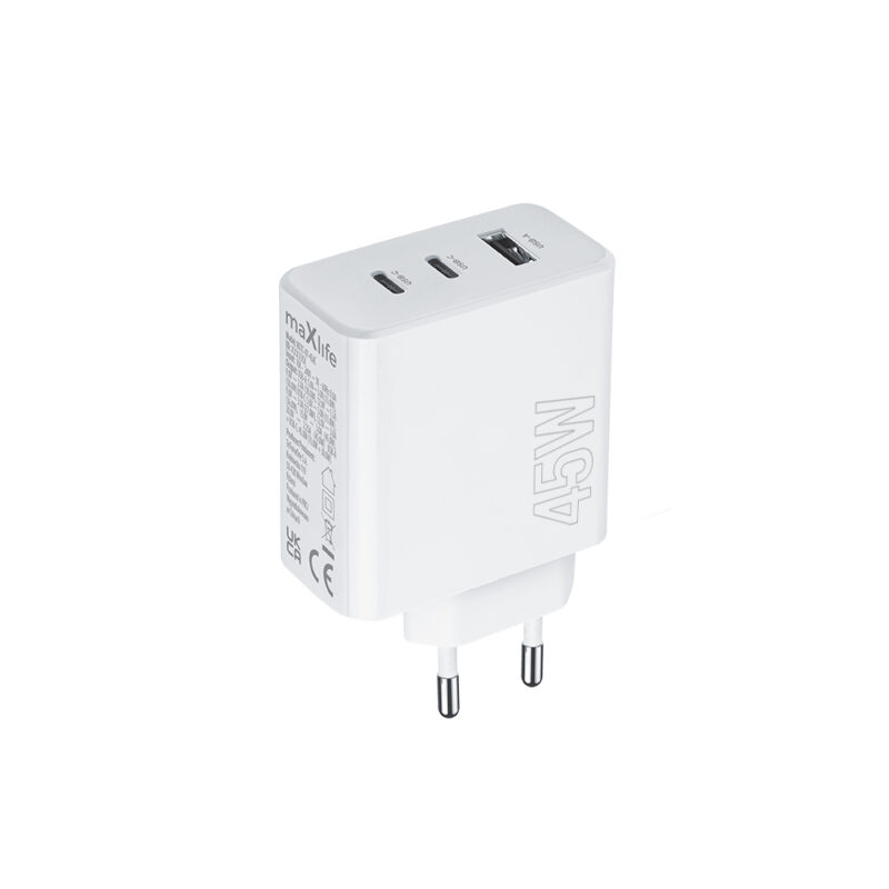 Maxlife MXTC-07-45ACC PD QC charger 2x USB-C 1x USB 45W white - Bild 3