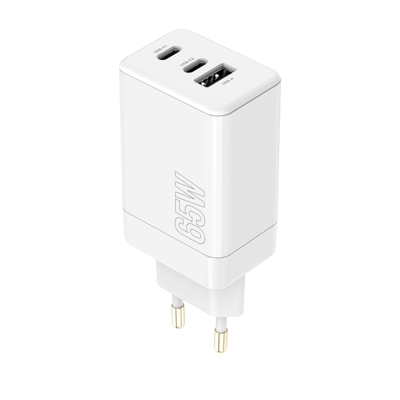 Maxlife MXTC-08-65ACC PD QC charger 2x USB-C 1x USB 65W white