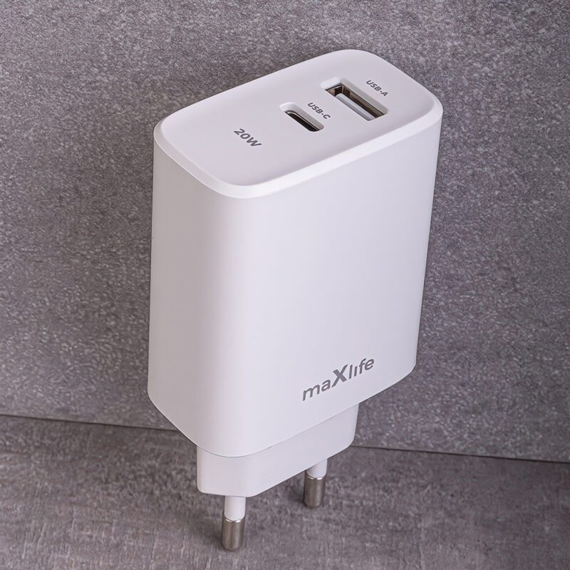 Maxlife MXTC-10-20AC PD QC charger 1x USB-C 1x USB 20W white - Bild 8