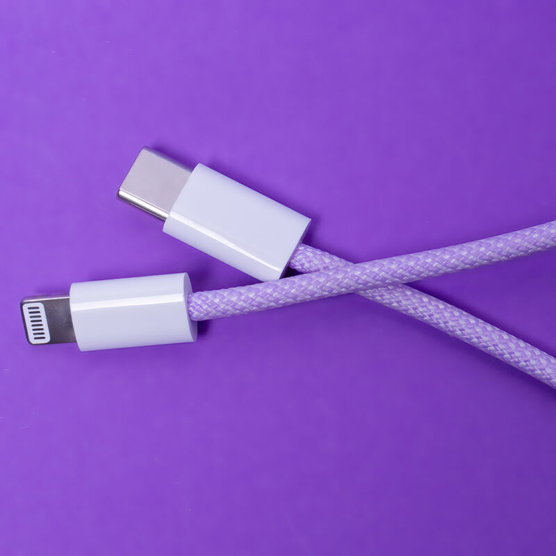 Maxlife MXUC-06 cable USB-C - Lightning 1,0 m 20W purple nylon - Bild 8