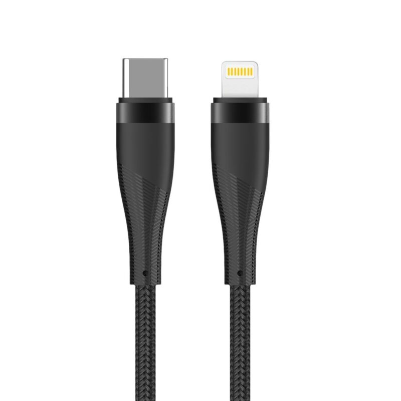 Maxlife MXUC-08 cable USB-C - Lightning 1,0 m 27W black nylon