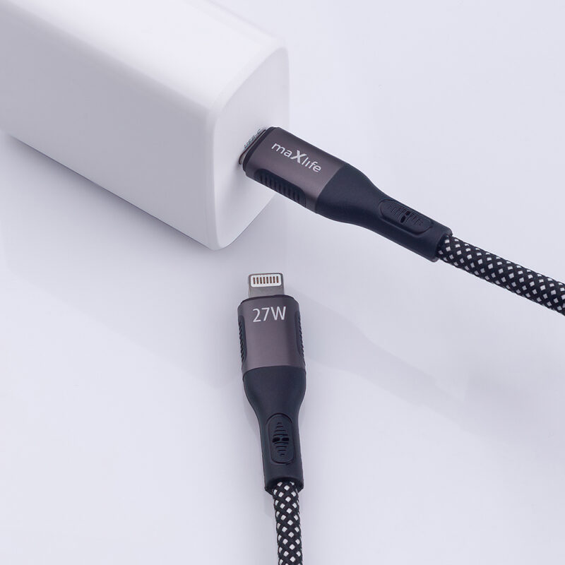 Maxlife MXUC-11 magnetic cable USB-C - Lightning 1,0 m 27W black nylon - Bild 5