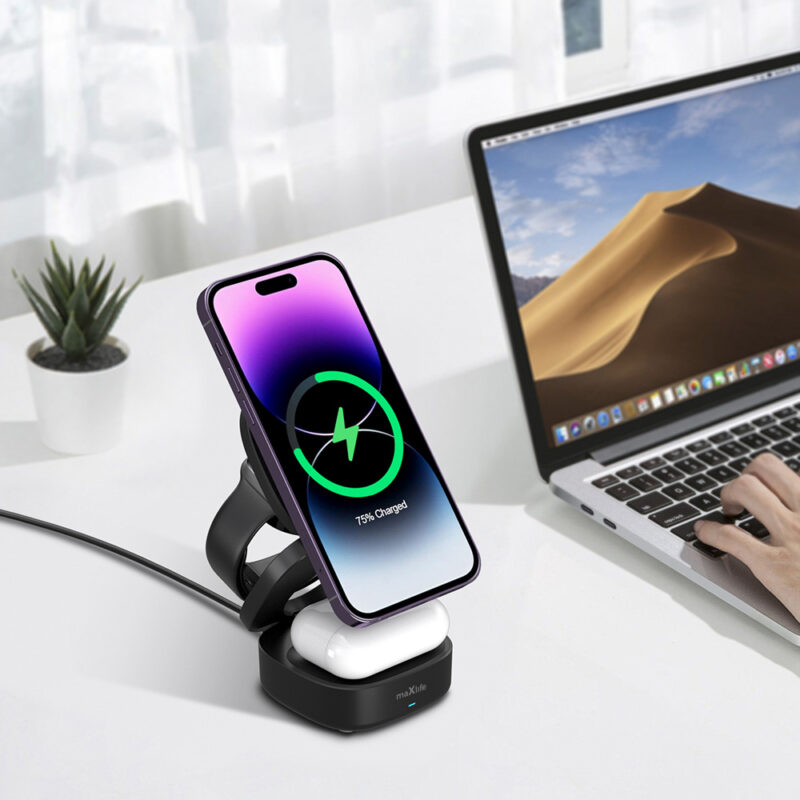 Maxlife MXWC-06 magnetic wireless charger 15W black 3in1 - Bild 4