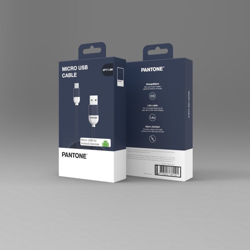 PANTONE cable USB - microUSB 1,5m 2,4A PT-MC001-5 Navy 2380C - Bild 3