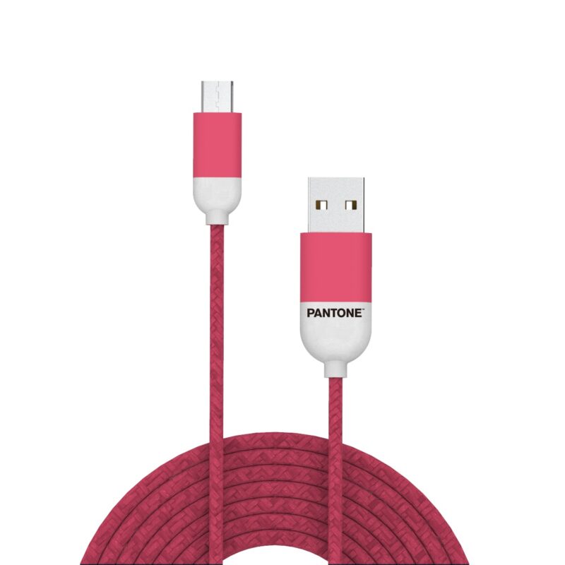 PANTONE cable USB - microUSB 1,5m 2,4A PT-MC001-5 Pink 184C