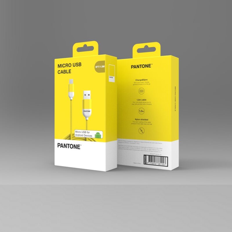 PANTONE cable USB - microUSB 1,5m 2,4A PT-MC001-5 Yellow 102C - Bild 3