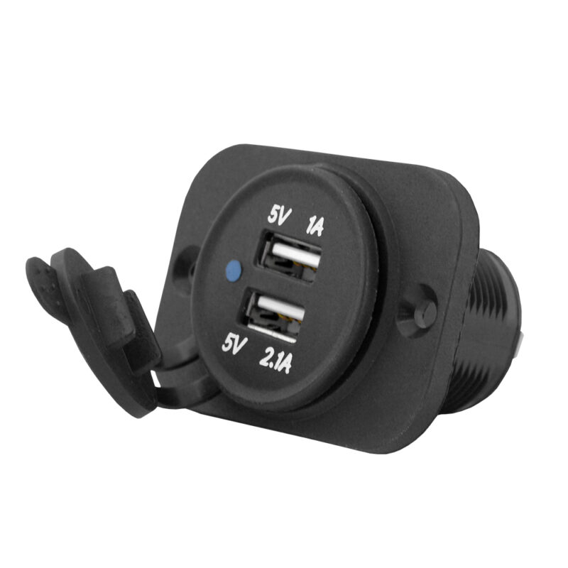 Recessed car charger with lid out: USB-A 5V/2,1A + USB-A 5v/1A, in:12V/24V - Bild 3