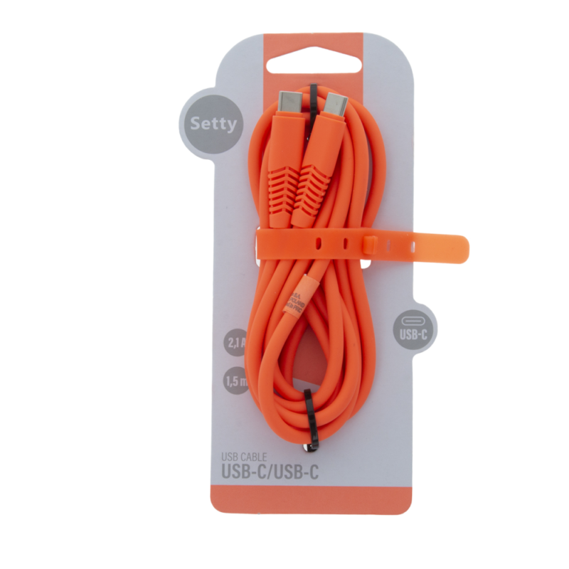 Setty cable USB-C - USB-C 1,5 m 2,1A KSC-C-1.5210 orange - Bild 3