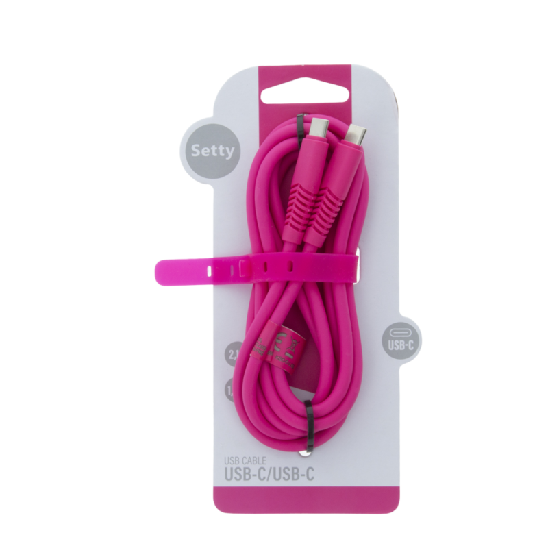 Setty cable USB-C - USB-C 1,5 m 2,1A KSC-C-1.526 pink - Bild 3