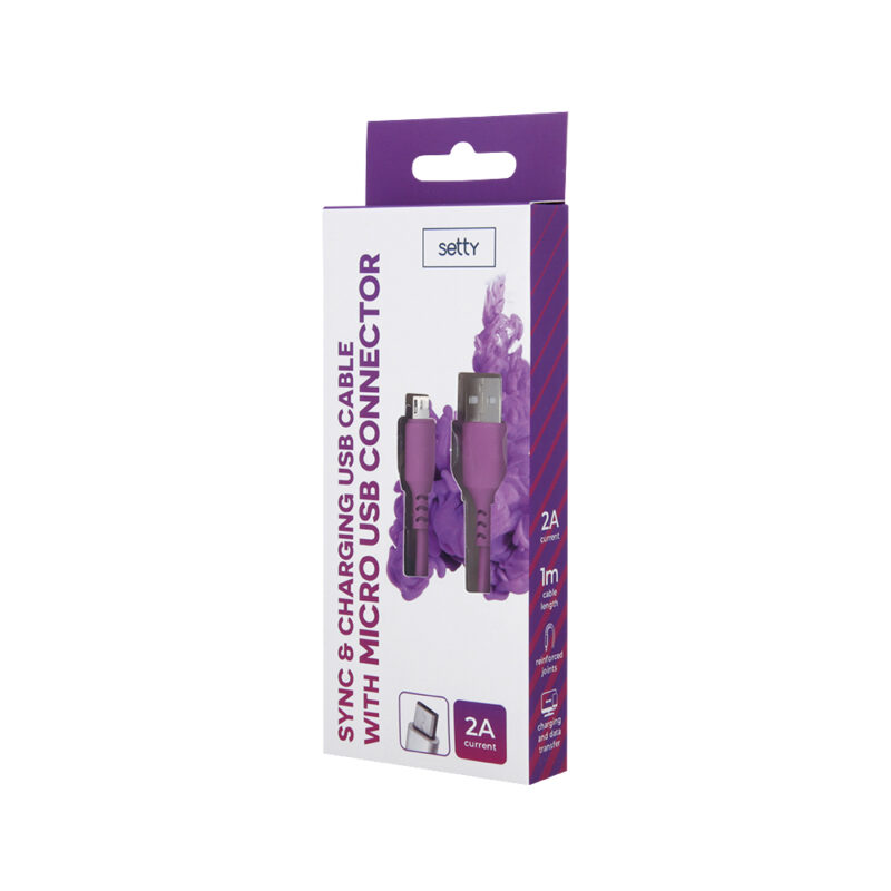 Setty cable USB- microUSB 1,0 m 2A magenta - Bild 3