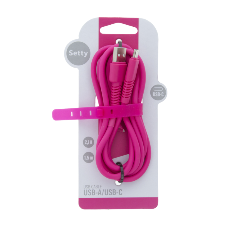 Setty cable USB - USB-C 1,5 m 2A KSA-C-1.526 pink - Bild 3