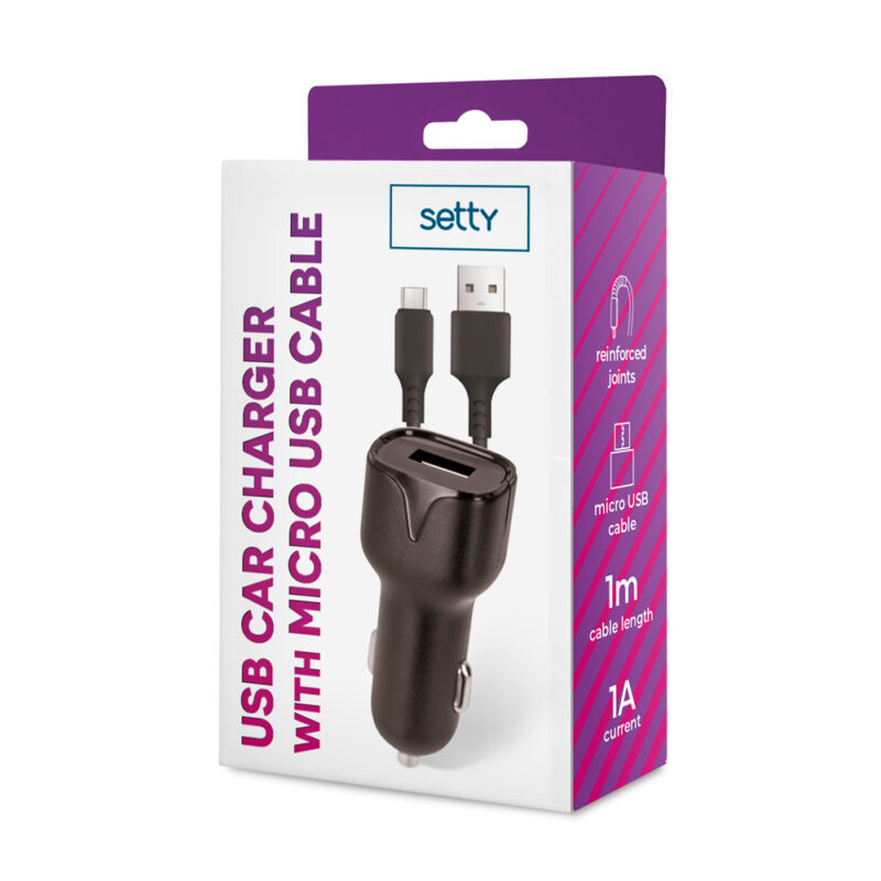 Setty car charger 1x USB 1A black + microUSB cable 1,0 m NEW - Bild 4