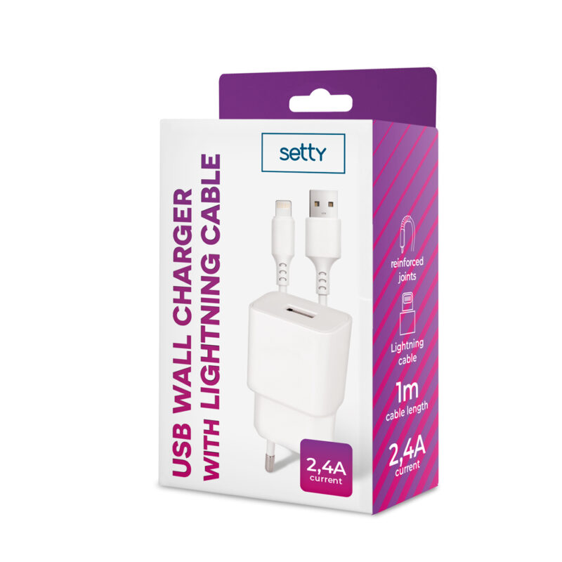 Setty charger 1x USB 2,4A white + Lightning cable 1,0 m NEW - Bild 4