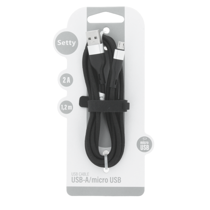 Setty USB - micro cable 1,2 m 2A KNA-M-1.221 black - Bild 3