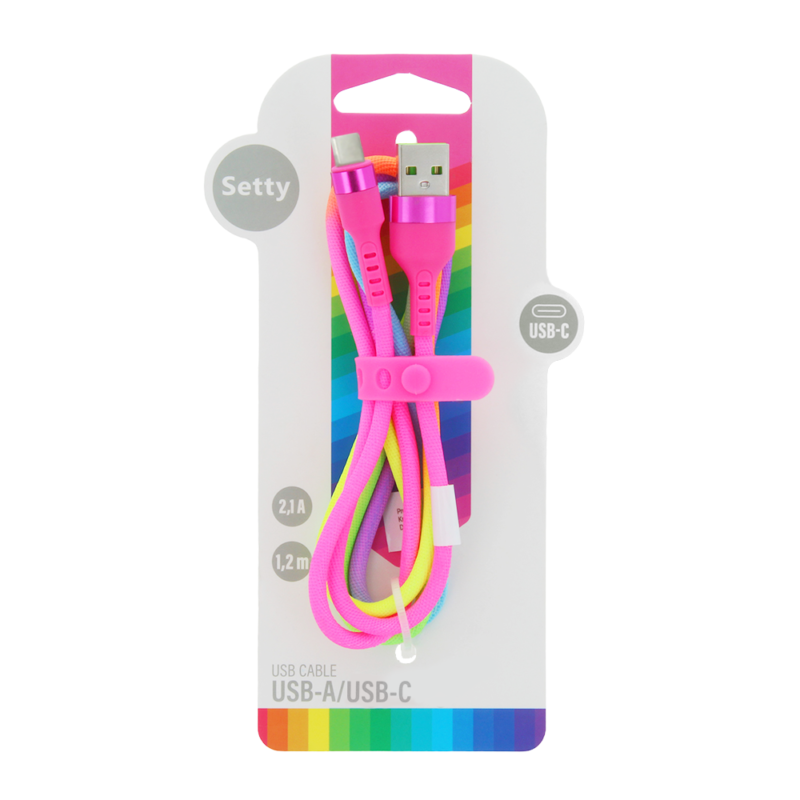 Setty USB - USB-C cable 1,2 m 2,1A KNA-C-1.22.113 rainbow - Bild 3