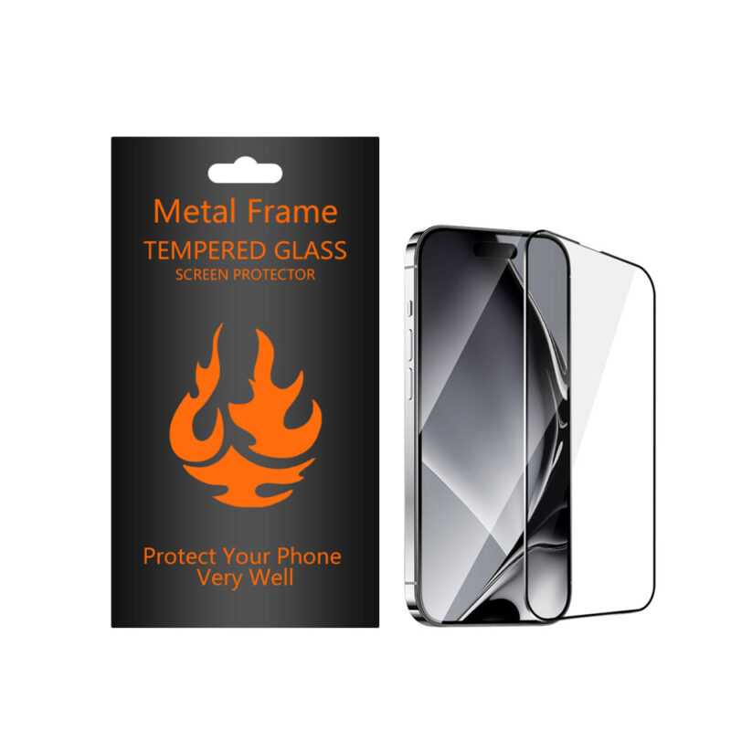 Tempered glass metal frame for iPhone 12 / 12 Pro 6.1'' black frame - Bild 3