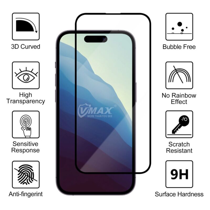 Vmax tempered glass 9D Glass for iPhone 12 / 12 Pro 6,1" - Bild 4