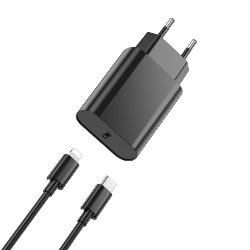 WIWU wall charger Wi-U001 PD 20W 1x USB-C black + cable USB-C - Lightning - Bild 3