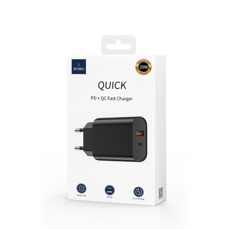 WIWU wall charger Wi-U002 PD + QC 20W 1x USB 1x USB-C black - Bild 5