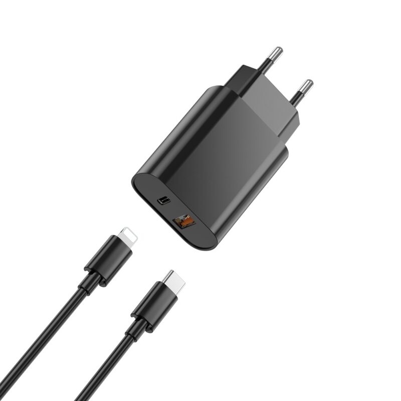 WIWU wall charger Wi-U002 PD + QC 20W 1x USB 1x USB-C black + cable USB-C - Lightning - Bild 3