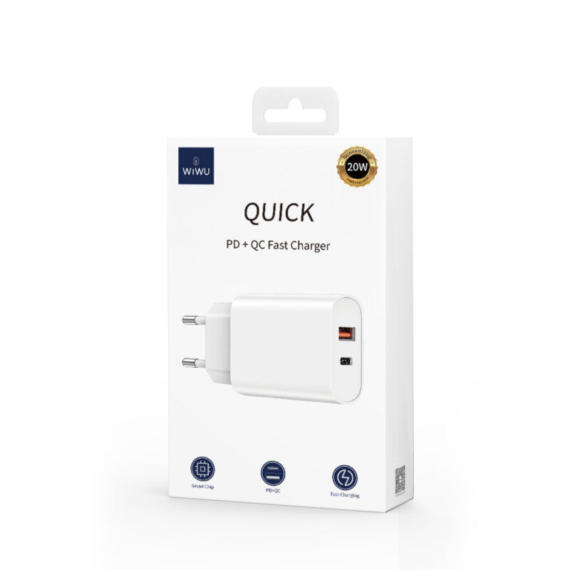 WIWU wall charger Wi-U002 PD + QC 20W 1x USB 1x USB-C white - Bild 6