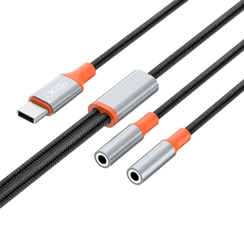 XO cable audio 2in1 NB-R269B 3.5mm USB-C - socket 3.5mm jack / socket 3.5mm jack 1,2 m black - Bild 5