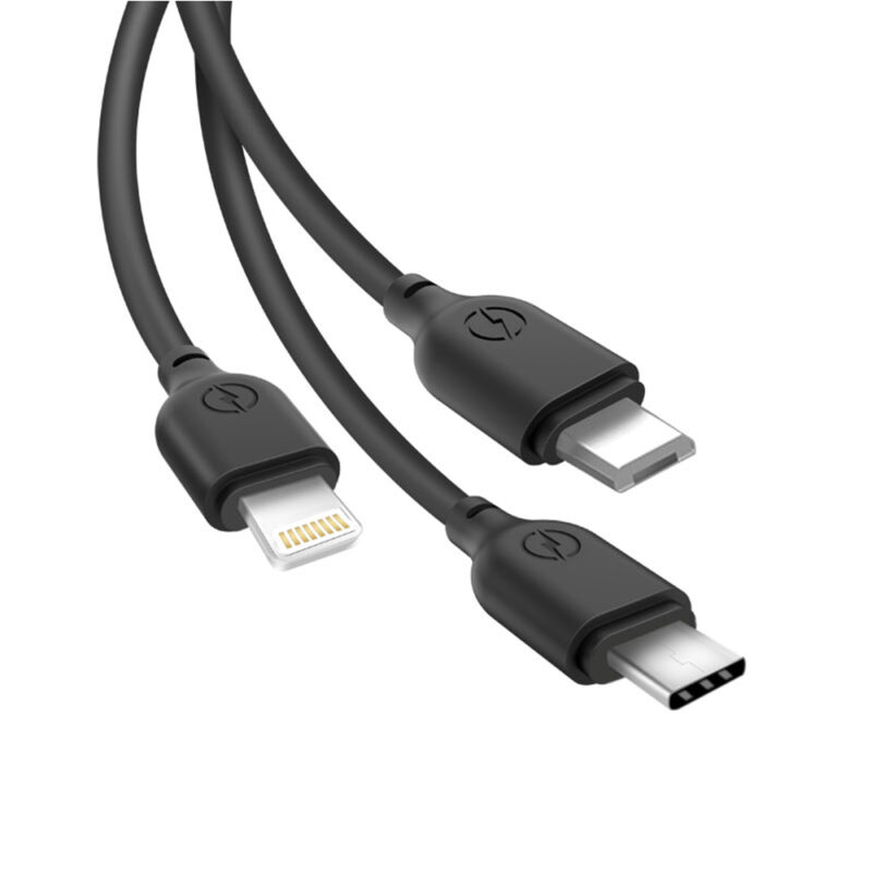 XO cable NB103 3in1 USB - Lightning + USB-C + microUSB 1,0 m 2,1A black - Bild 3