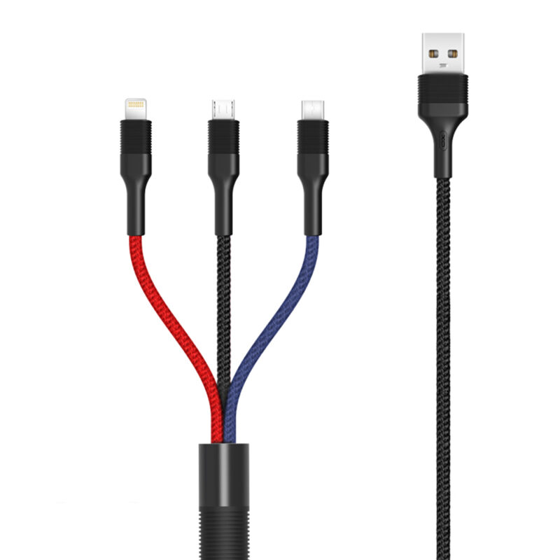 XO cable NB54 3in1 USB - Lightning + USB-C + microUSB 1,2 m 3A multicolor