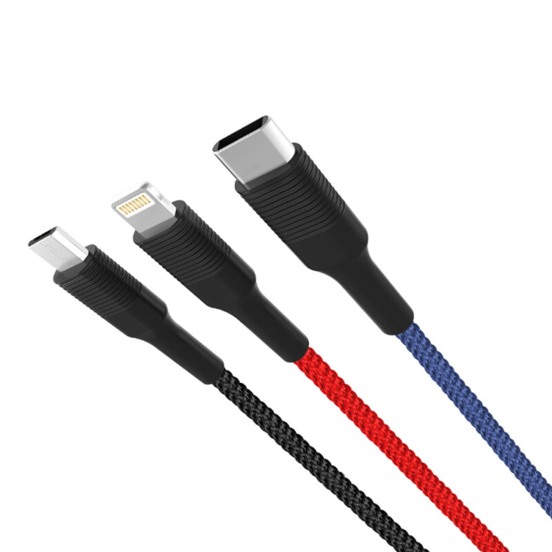 XO cable NB54 3in1 USB - Lightning + USB-C + microUSB 1,2 m 3A multicolor - Bild 3