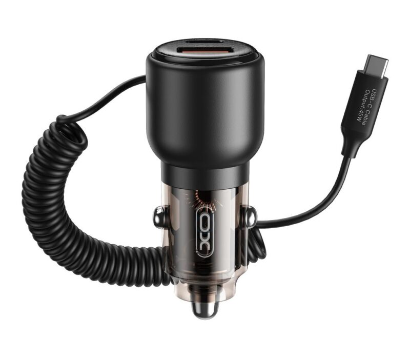 XO car charger CC59 65W 1x USB 1x USB-C tarnish with USB-C cable + USB-C - USB-C cable