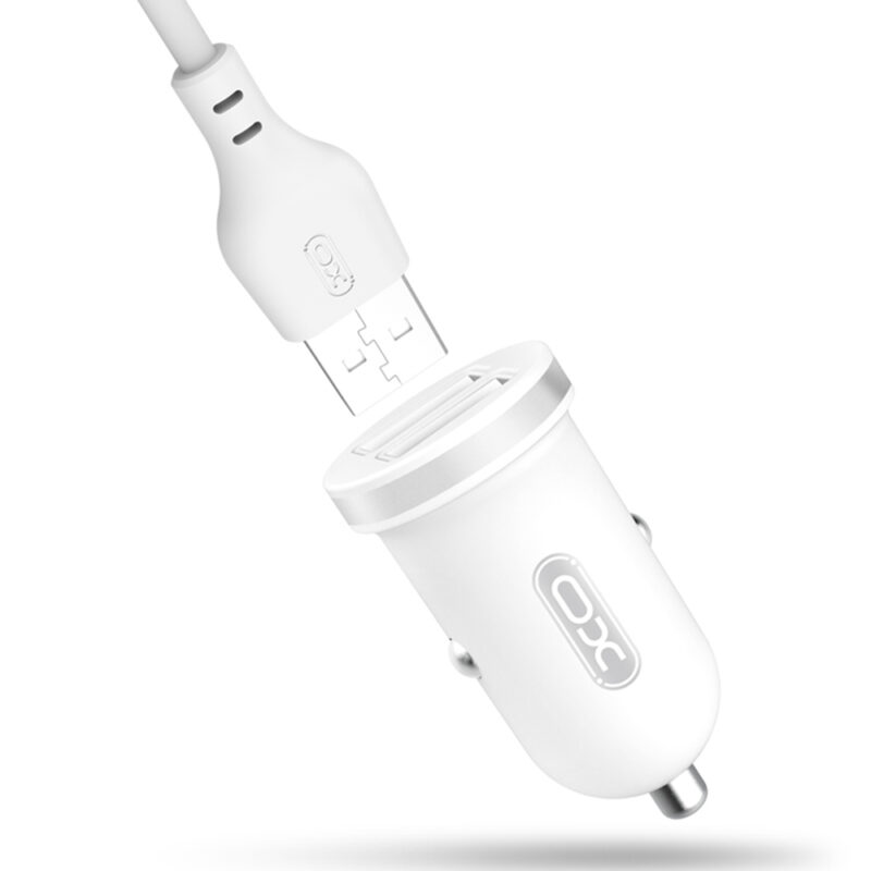 XO car charger TZ08 2x USB 2,1A white + Lightning cable