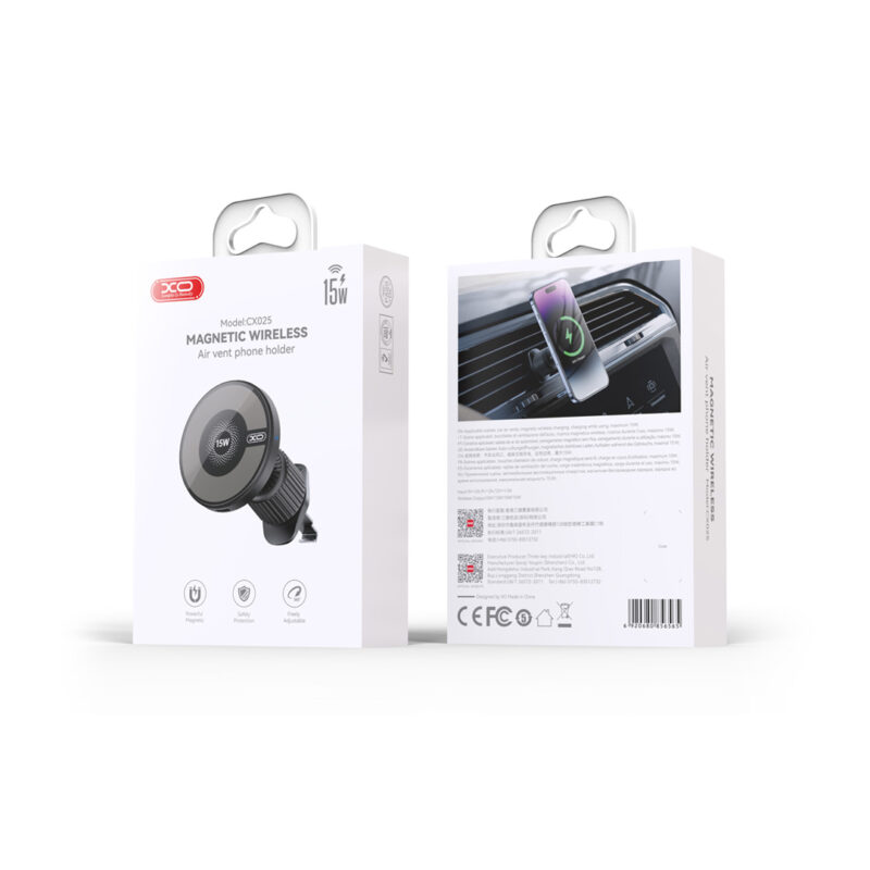 XO car holder magnetic CX025 with wireless inductive charger 15W black air vent - Bild 7