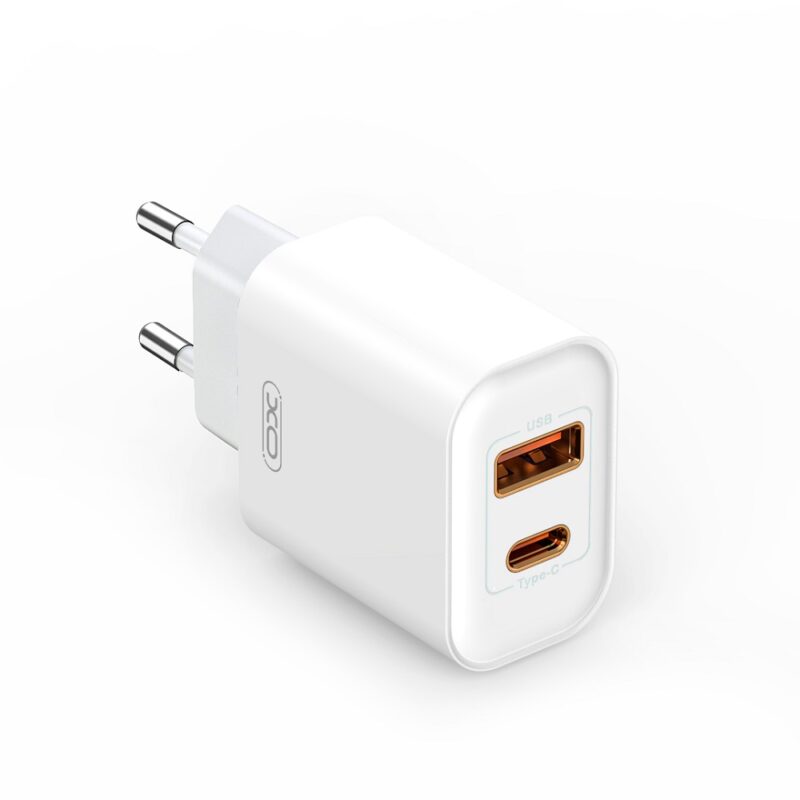 XO wall charger CE12 PD QC3.0 20W 1x USB 1x USB-C white + USB-C - Lightning cable - Bild 3