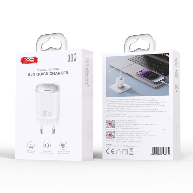 XO wall charger CE20 PD 30W 1x USB-C white - Bild 4