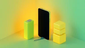 Mobil med gröna batteriformer för jämförelse av batteritid