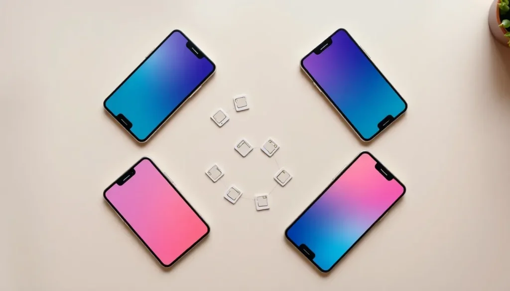 Fyra mobiltelefoner som jämförs för ett familjeabonnemang hos Telia