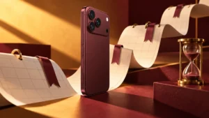 iPhone 18 står i en kampanjtidslinje med kalender och timglas