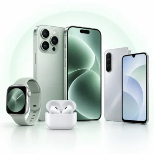 iPhone 18 Pro (256 GB) med surfa obegränsat och smartwatch, bluetooth-hörlurar och samsung a17