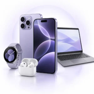iPhone 18 Pro (256 GB) med surfa obegränsat och smartwatch, bluetooth-hörlurar och lenovo chromebook