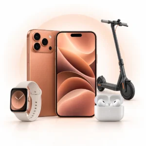 iPhone 18 Pro (256 GB) med surfa obegränsat och smartwatch, bluetooth-hörlurar och xiaomi scooter 4 lite (2nd gen)
