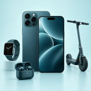 iPhone 18 Pro (256 GB) med surfa obegränsat och smartwatch, bluetooth-hörlurar och xiaomi scooter 5