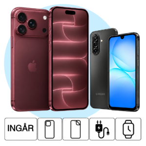 iPhone 18 Pro Max i Bourgogne med PlayStation 5 Digital och inkluderade tillbehör.