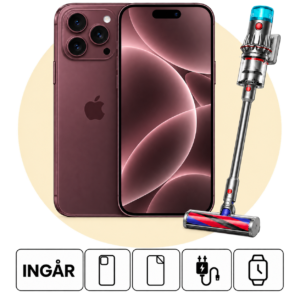 iPhone 18 Pro Max i Bourgogne med PlayStation 5 Digital och inkluderade tillbehör.
